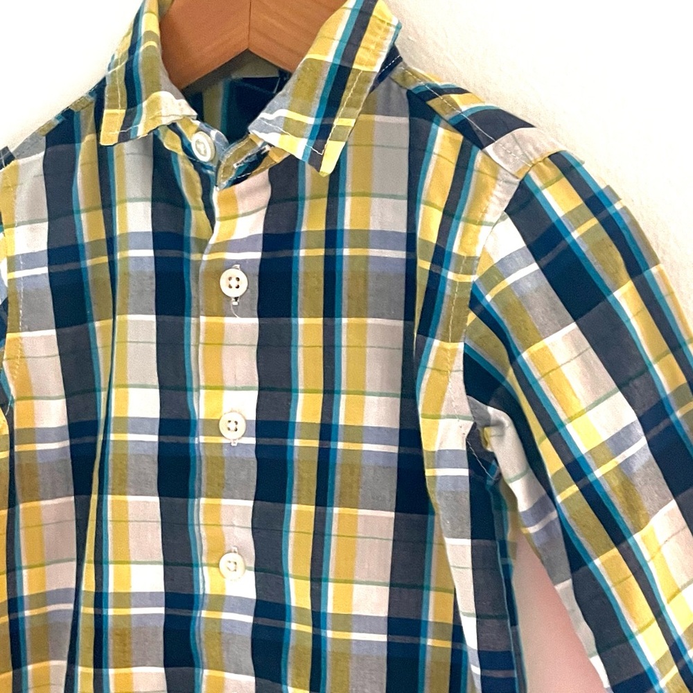 5/$30💥NEW Nautica Wedding Plaid Lightweight Button-Down Shirt, Yellow Navy